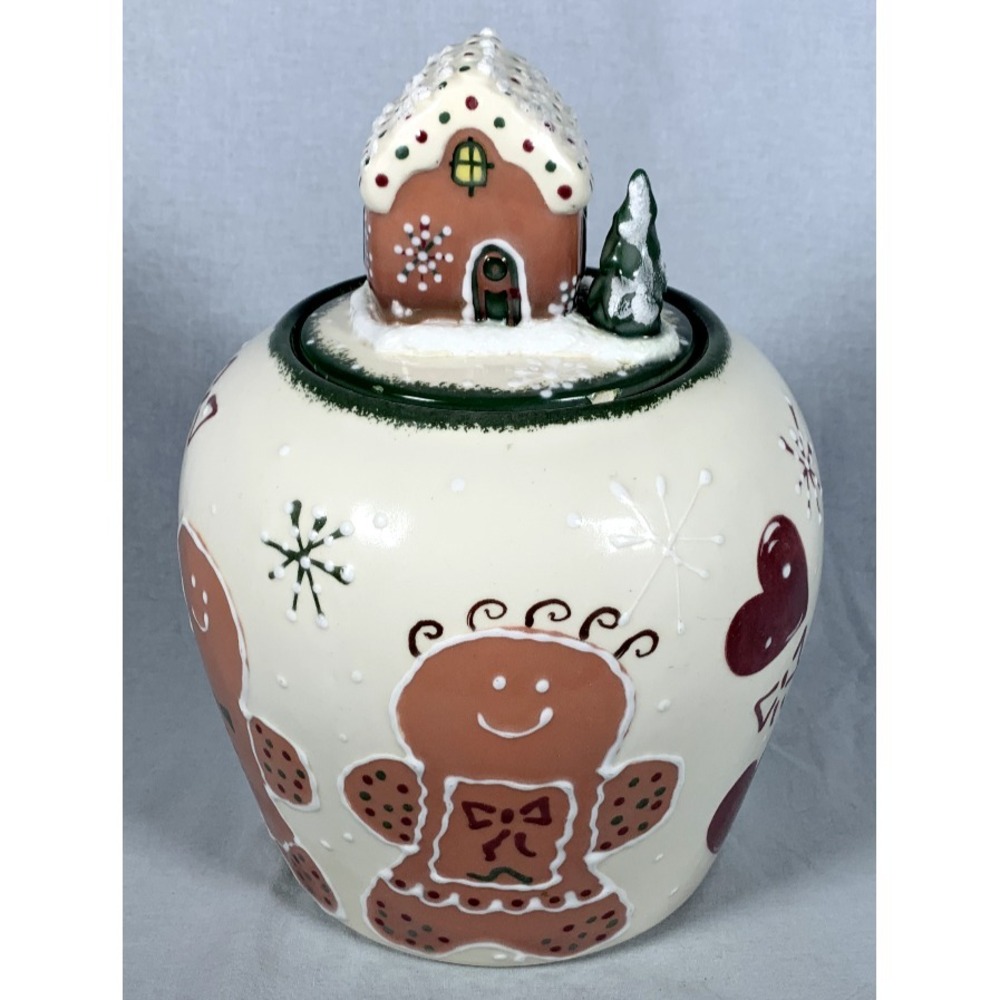 Rare 1999 Signed Frankoma Pottery Hand Painted Gingerbread Cookie Jar